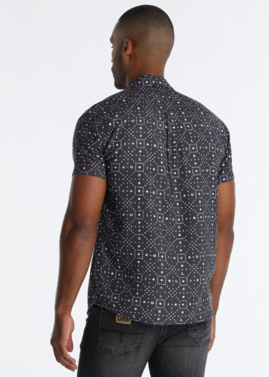 Camisa De Viscosa Ligera Con Estampado Bandana Moderno Gris