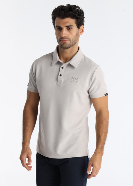 Polo Algodón Mercerizado Bordado Pecho Beige