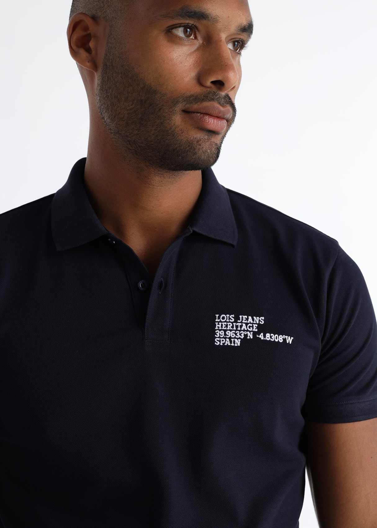 Polo Piqué Gráfica Texto Exclusiva Azul