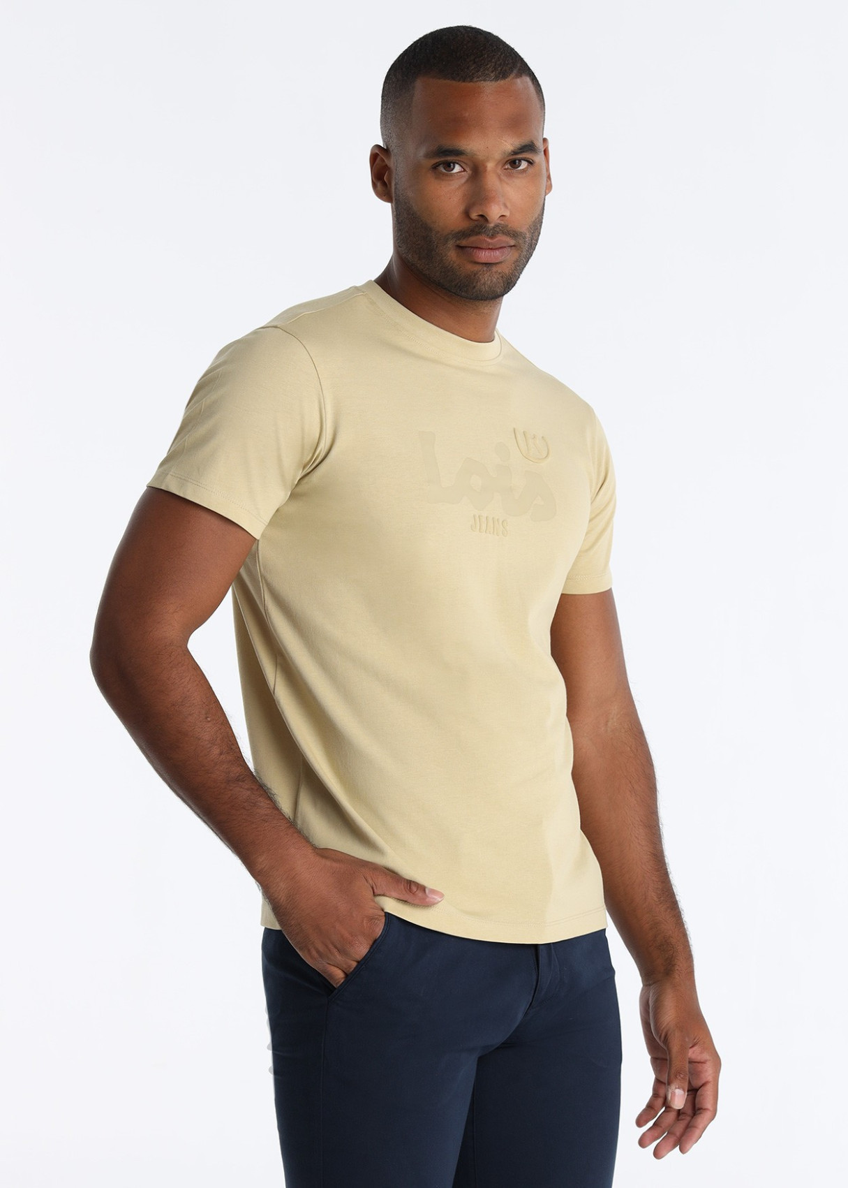 Camiseta Básica De Algodón Premium En Color Beige