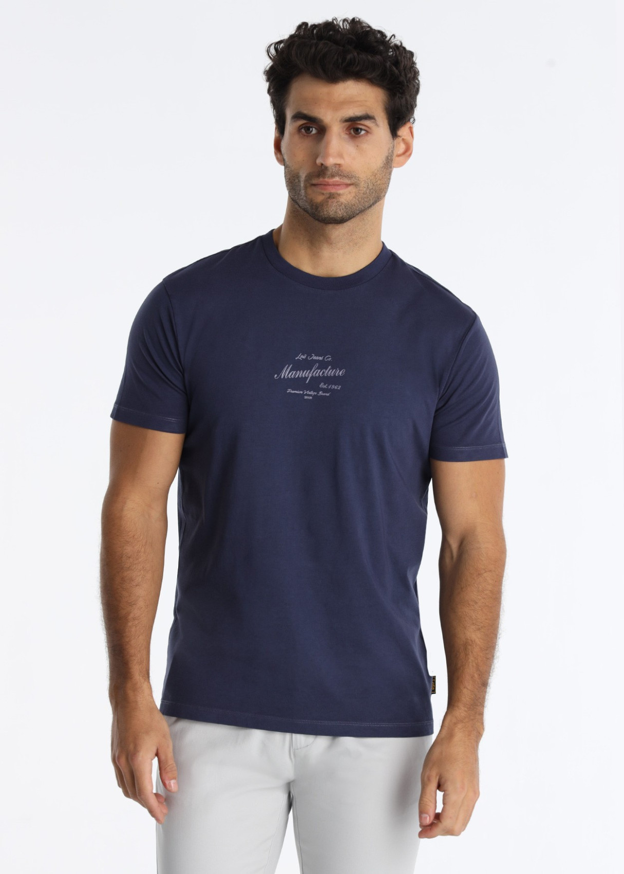 Camiseta Gráfica Con Diseño De Máquina En Espalda Azul