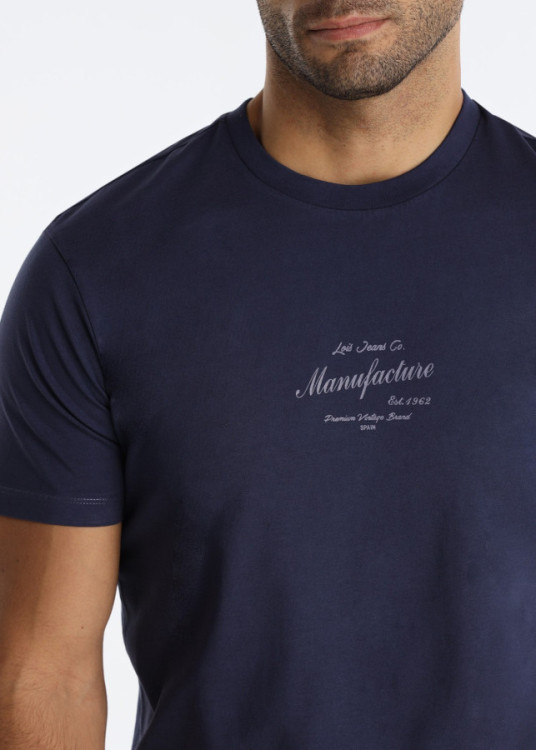 Camiseta Gráfica Diseño Máquina Espalda Azul