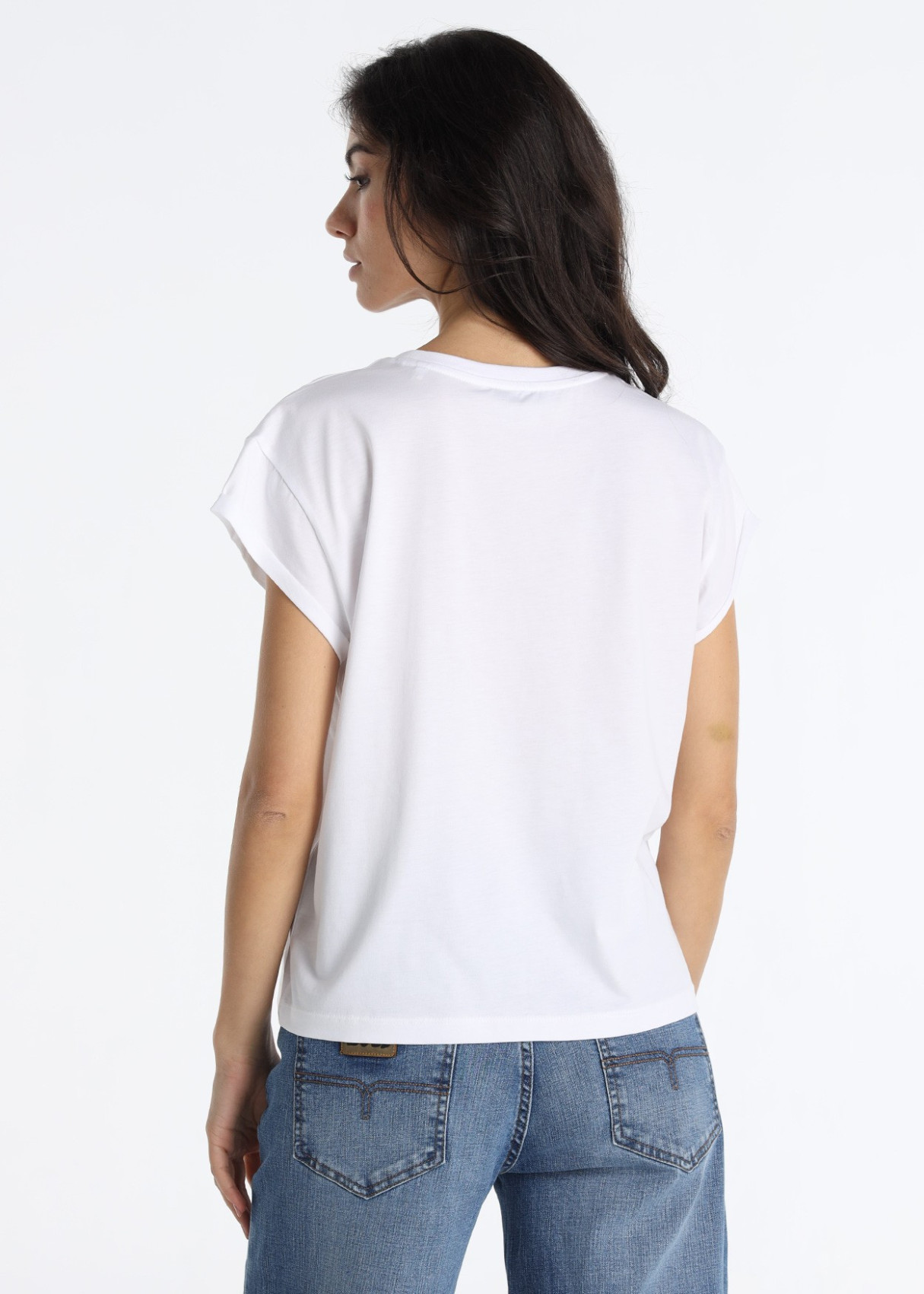 Camiseta Gráfica Casas Detalle Strass Blanco