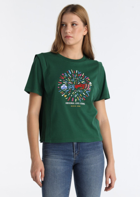 Camiseta Jaretas Decorativas Gráfica Frontal Verde