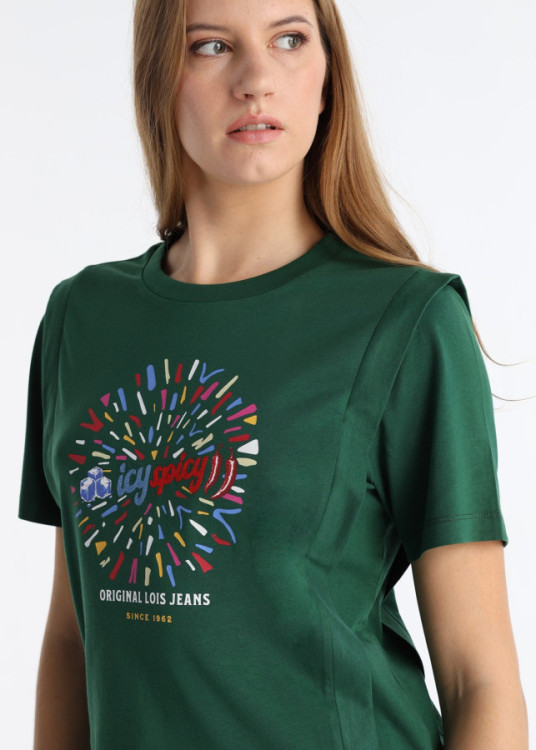 Camiseta Jaretas Decorativas Gráfica Frontal Verde