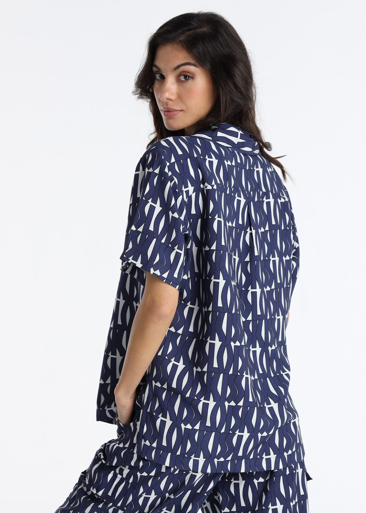 Camisa Manga Corta Pijamera Print "KISS LOIS" Azul