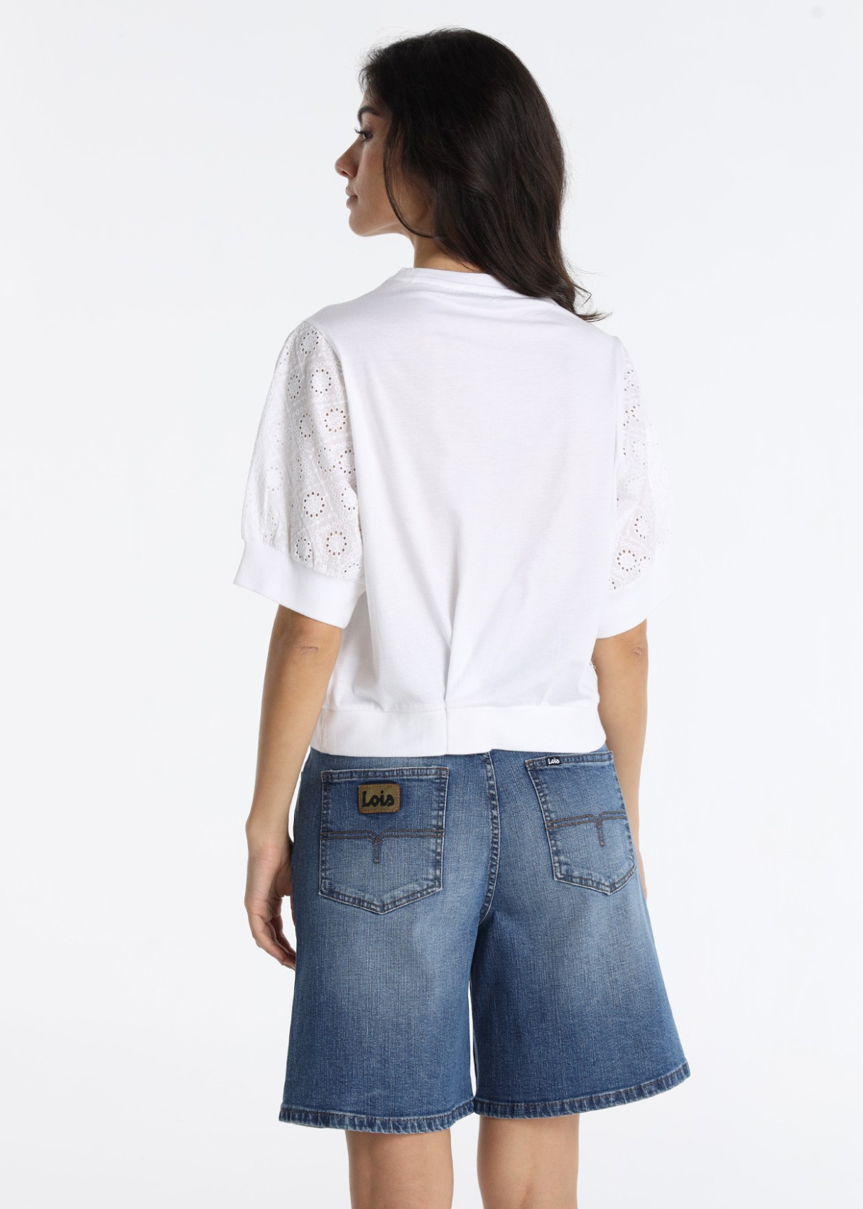 Top De Algodón Troquelado Con Acabado De Rib Blanco