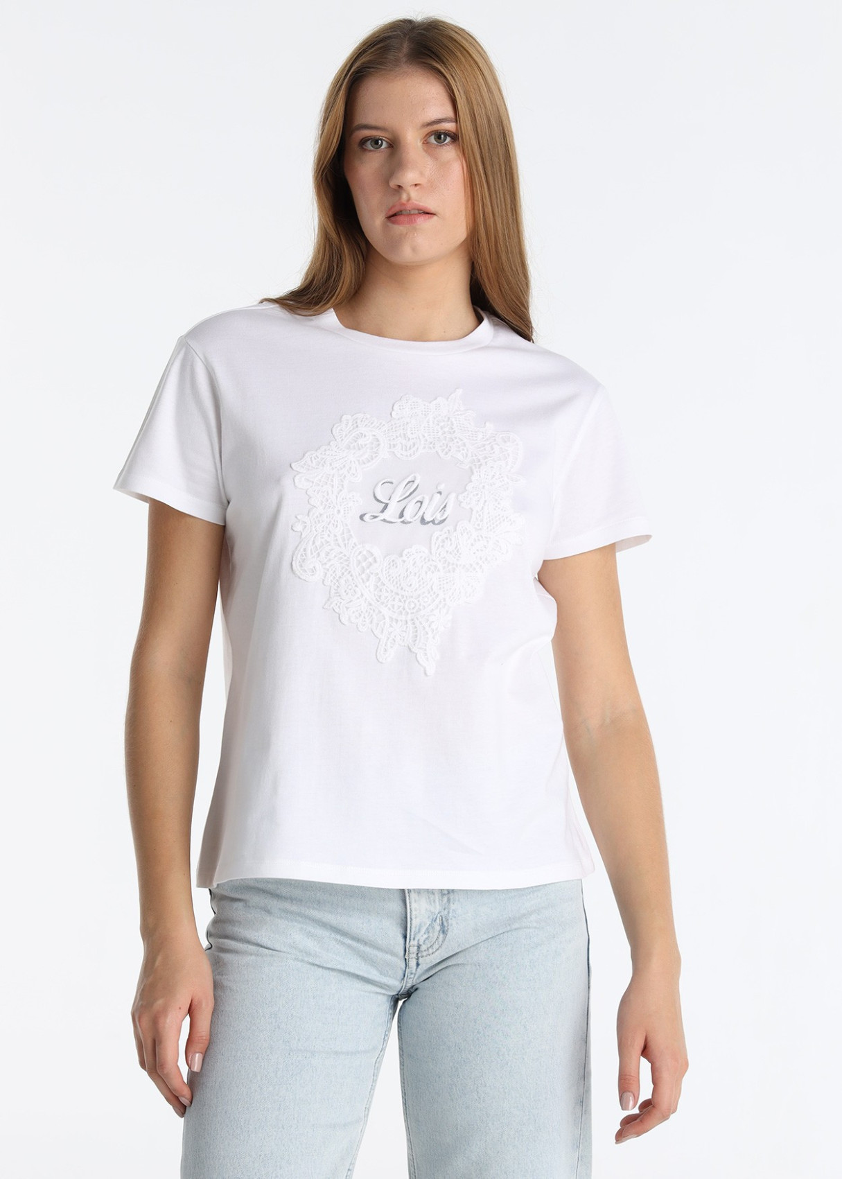 Camiseta Blanca Bordado Especial Detalle Tull Blanco