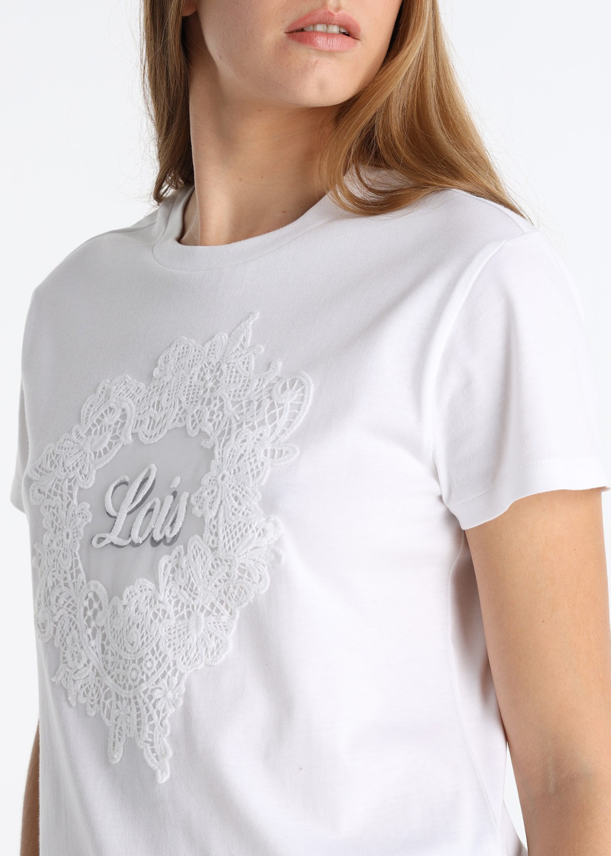 Camiseta Blanca Bordado Especial Detalle Tull Blanco