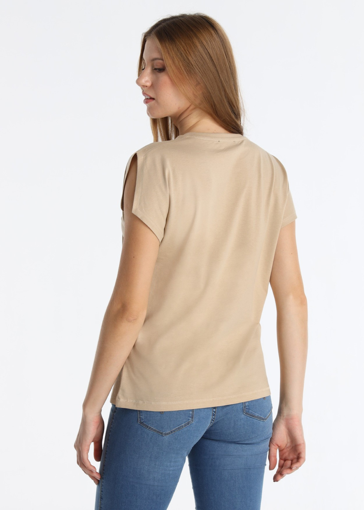Camiseta Abertura Hombro Gráfica "RODEO" Marrón