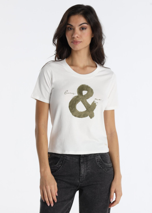 Camiseta Cuello Spoon Gráfica " &" Tipográfica Blanco