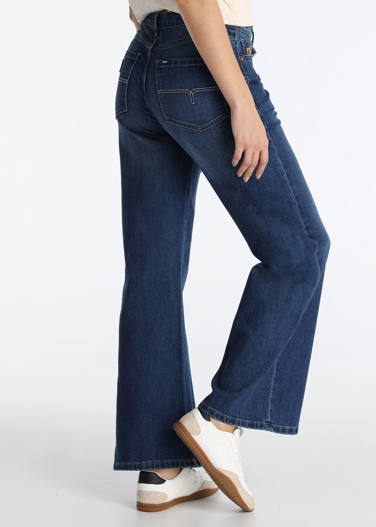 Jeans Wide Leg Tiro Largo Azul