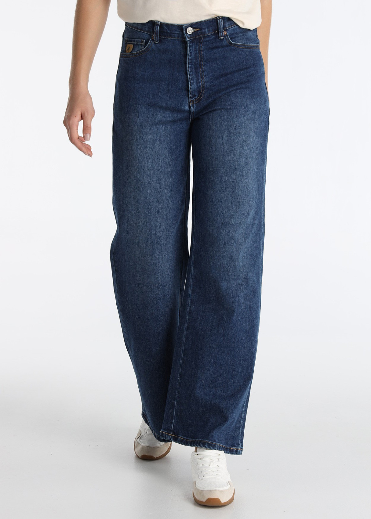 Jeans Wide Leg Tiro Largo Azul