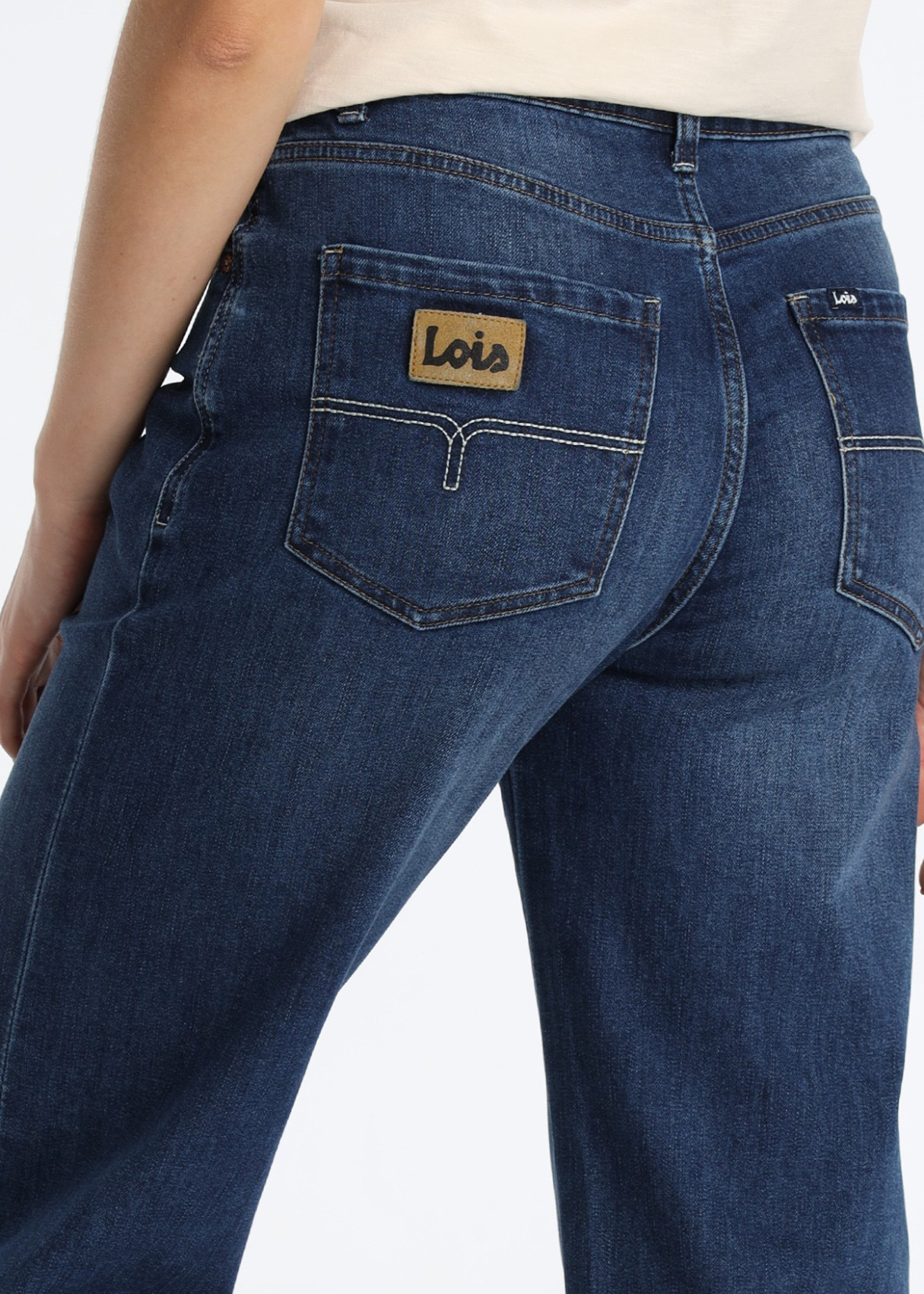 Jeans Wide Leg Tiro Largo Azul