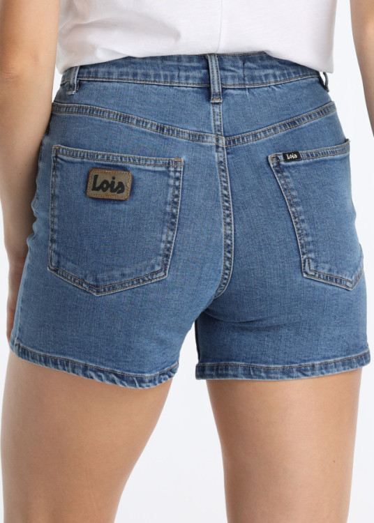 Short Vaquero Tiro Largo Lavado Double Stone Azul