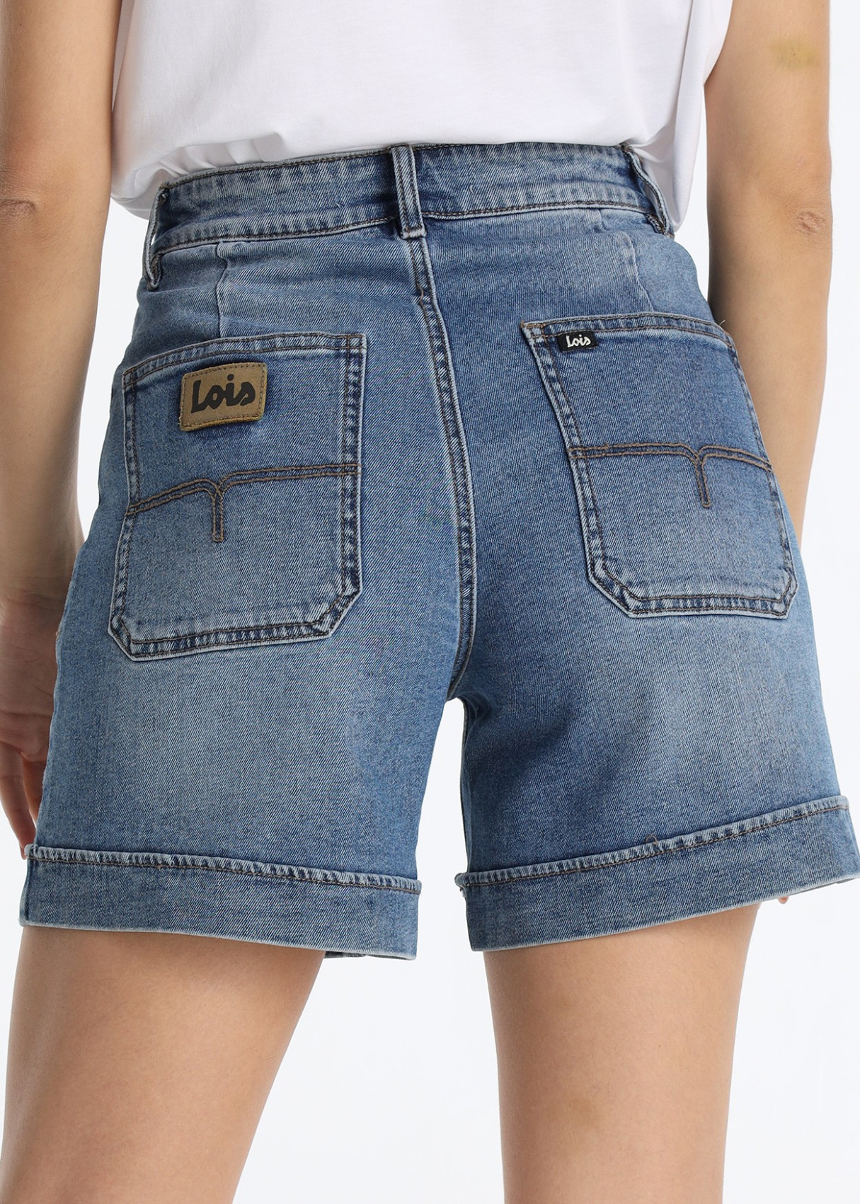 Short Vaquero Bolsillos Plastrón Estilo Safari Azul