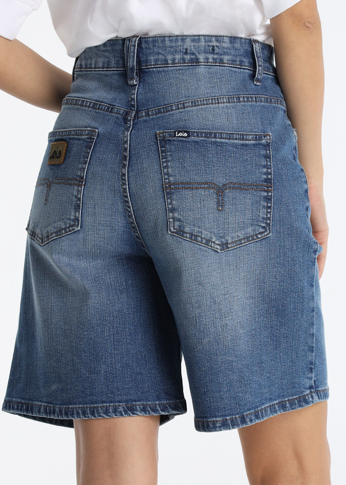 Short Vaquero Relaxed Fit Tiro Largo Azul
