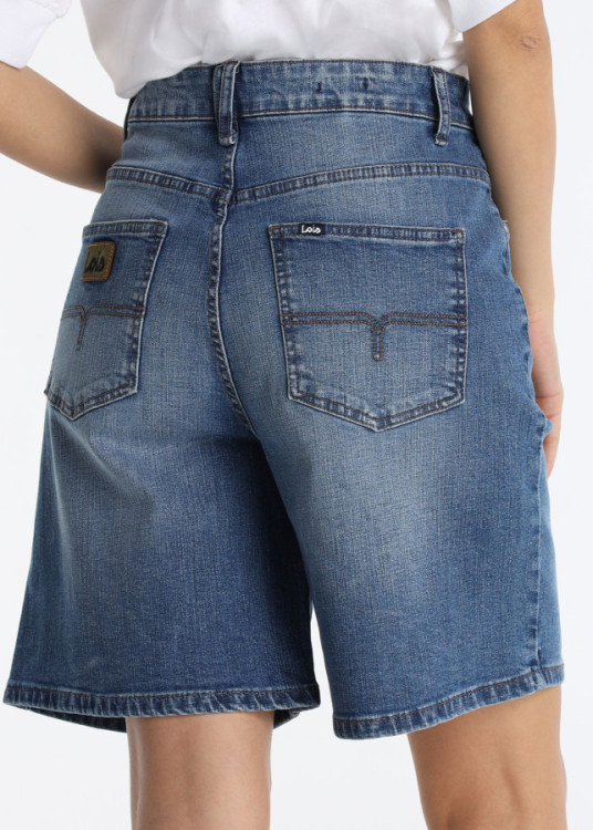 Short Vaquero Relaxed Fit Tiro Largo Azul