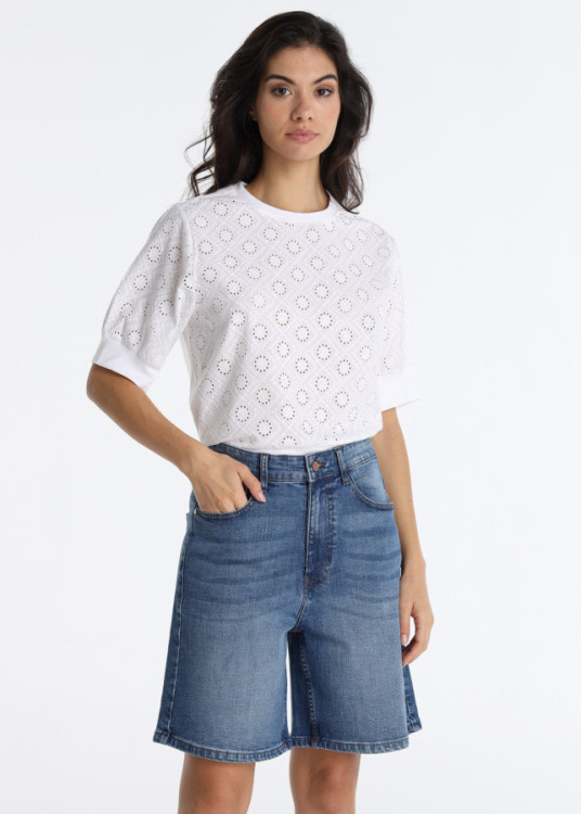 Short Vaquero Relaxed Fit Tiro Largo Azul