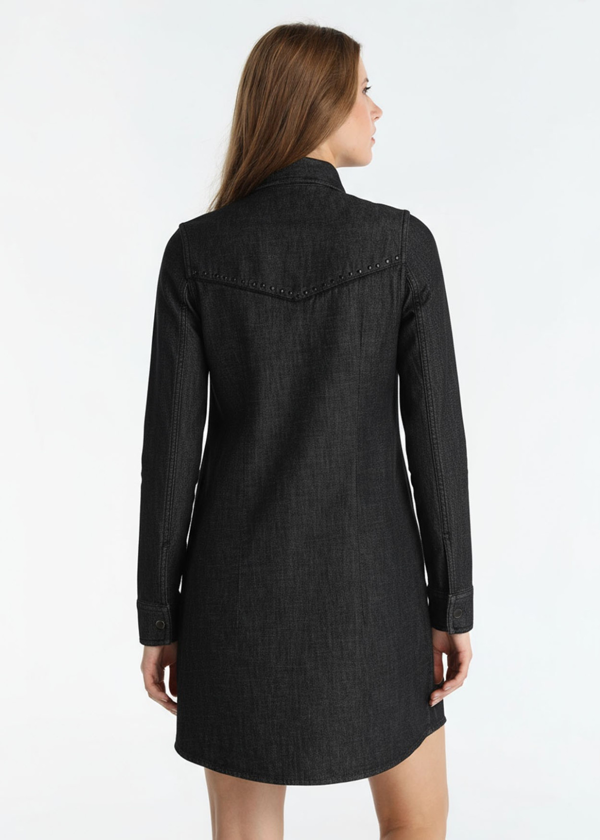 Vestido Corto Sin Mangas Detalle Tachuelas Negro
