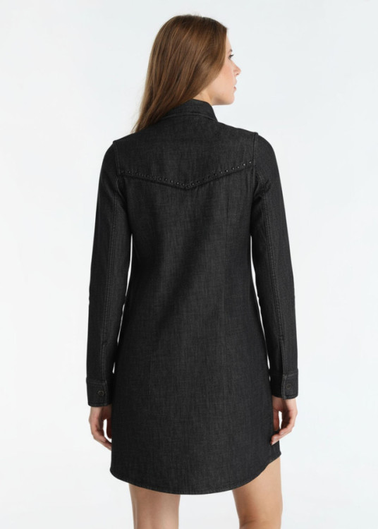 Vestido Corto Sin Mangas Detalle Tachuelas Negro
