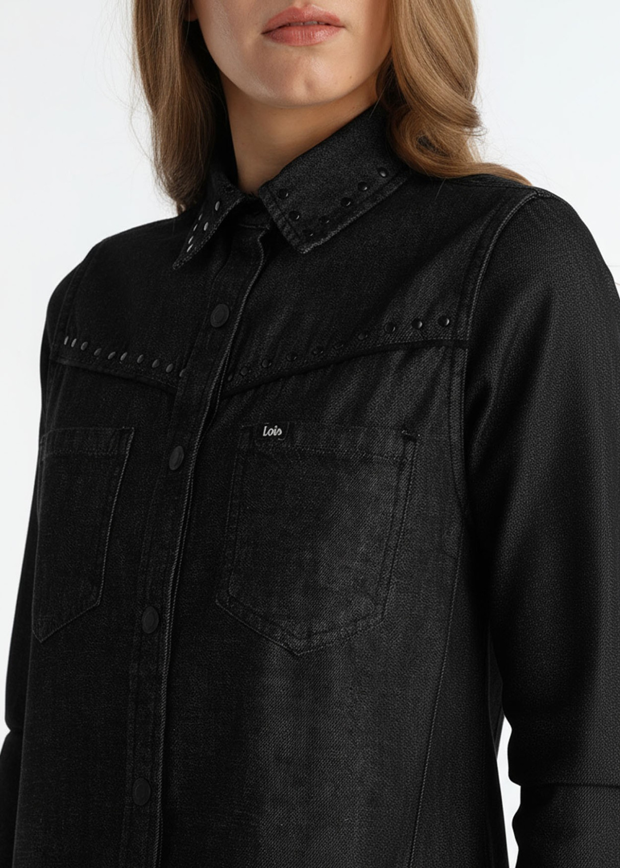 Vestido Corto Sin Mangas Detalle Tachuelas Negro