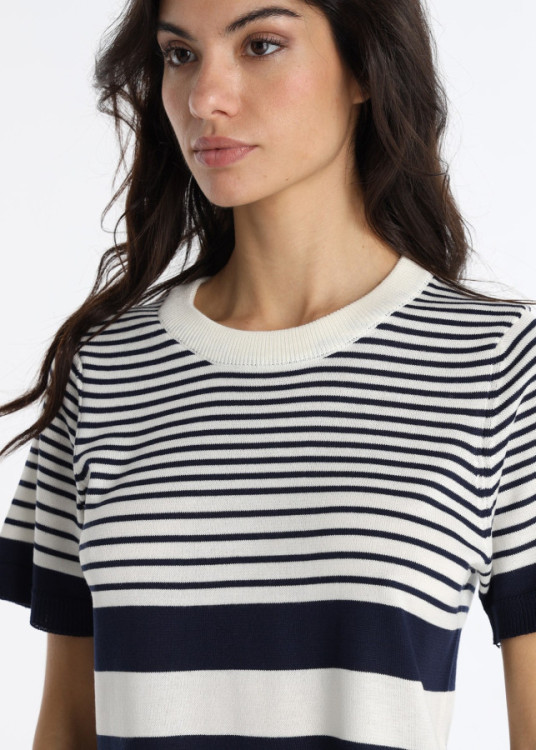 Camiseta Manga Corta Rayas Irregulares Azul