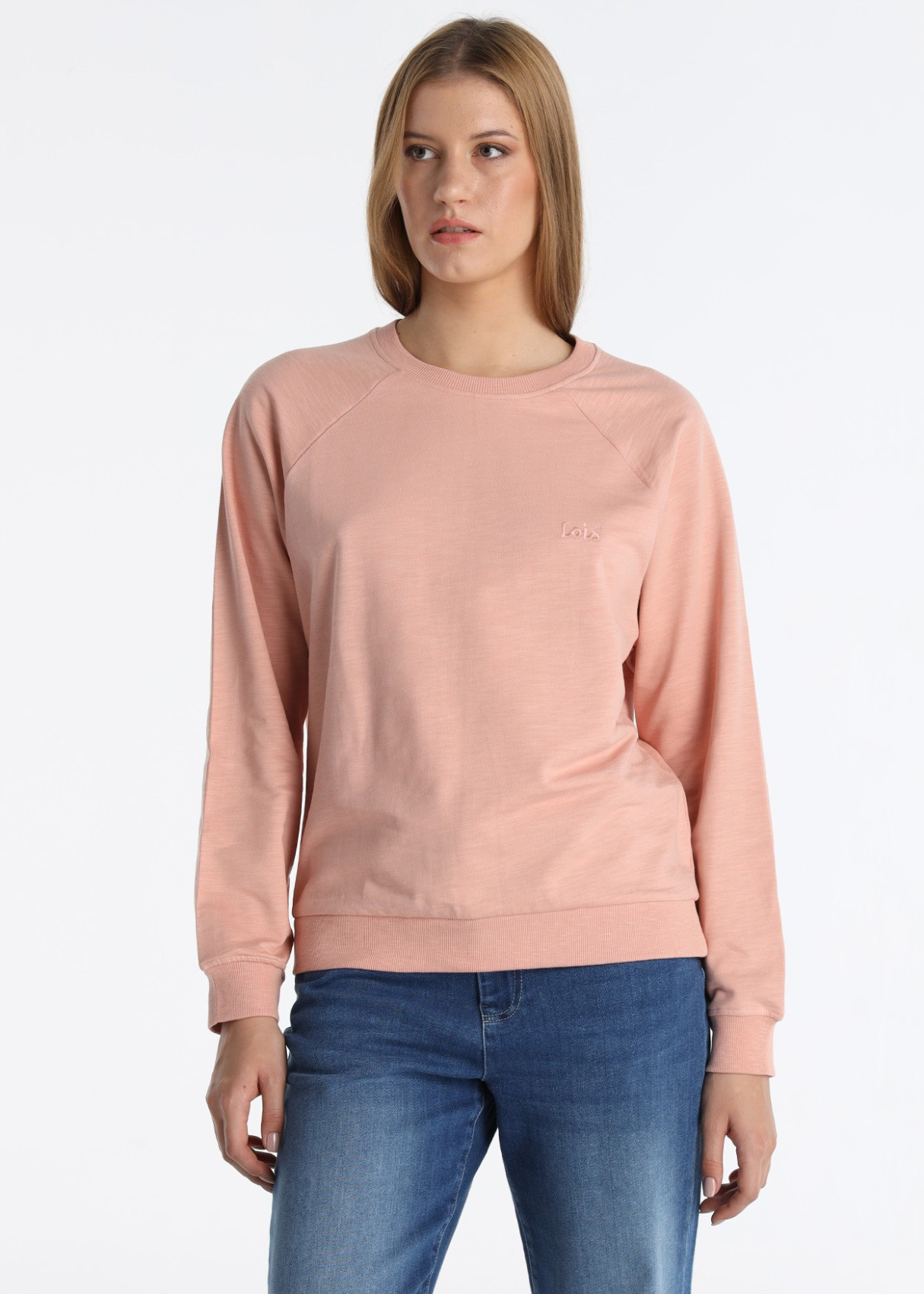 Sudadera Básica Cuello Caja Bordado Logo Rosa