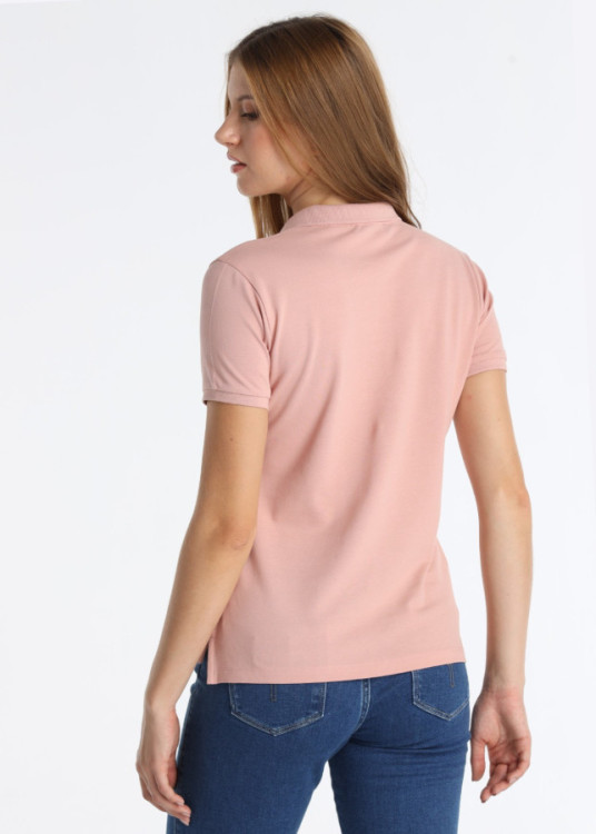 Polo Manga Corta Slim Piqué Algodón Rosa