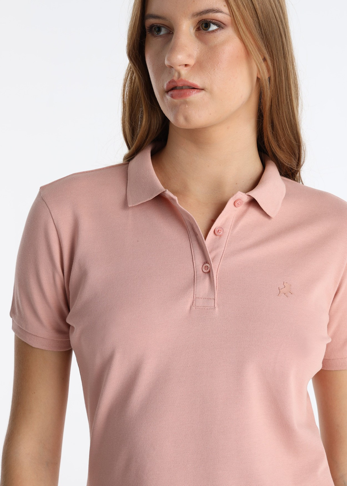 Polo Manga Corta Slim Piqué Algodón Rosa