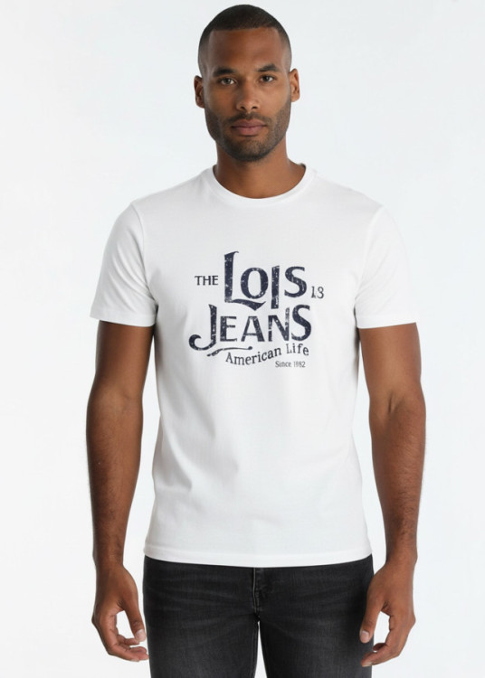 Camiseta Gráfica American Live Sobre Blanco