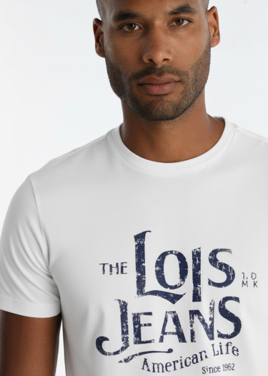 Camiseta Gráfica American Live Sobre Blanco