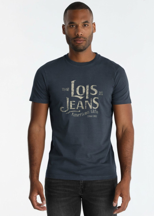 Camiseta Gráfica American Live Sobre Azul