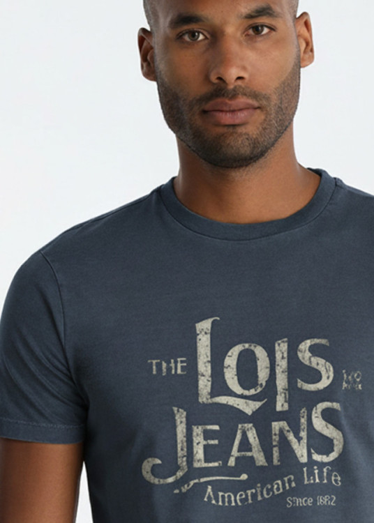 Camiseta Gráfica American Live Sobre Azul