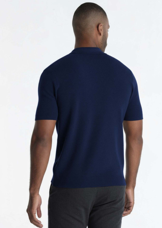 Polo De Tejido Ottoman Con Textura De Rayas Azul