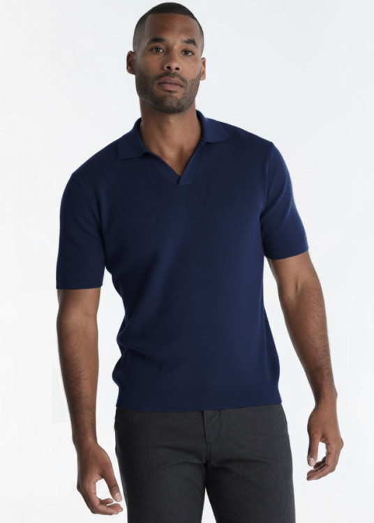 Polo De Tejido Ottoman Con Textura De Rayas Azul