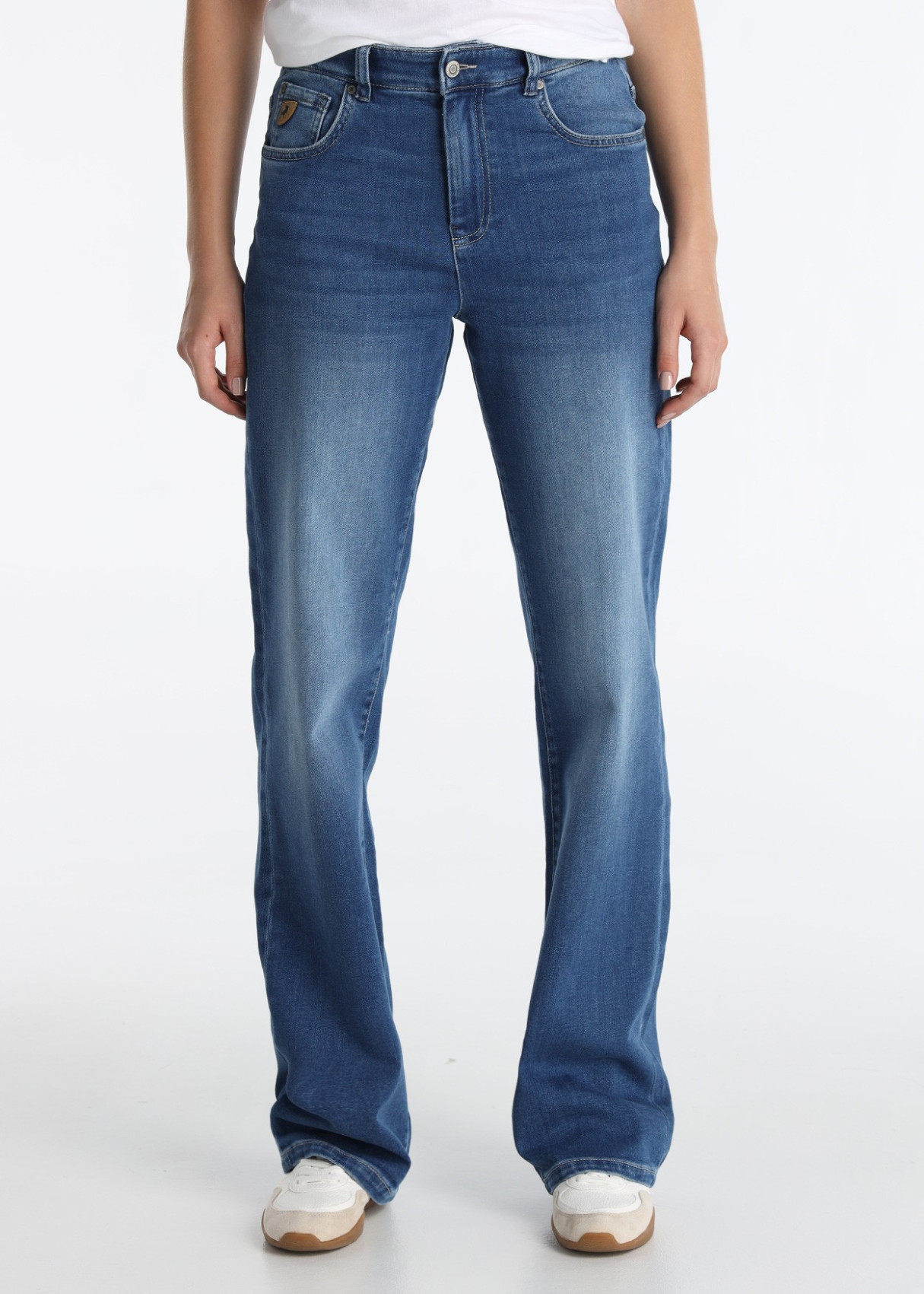 Jeans Mom Fit Tiro Medio Lavado Azul Profundo Azul