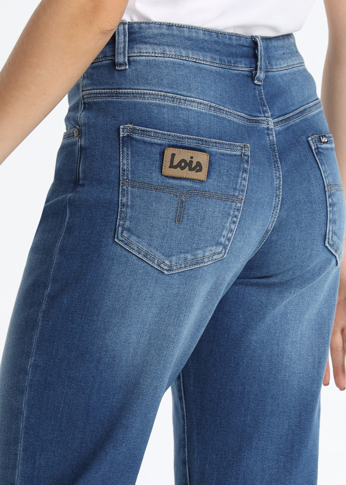 Jeans Mom Fit Tiro Medio Lavado Azul Profundo Azul