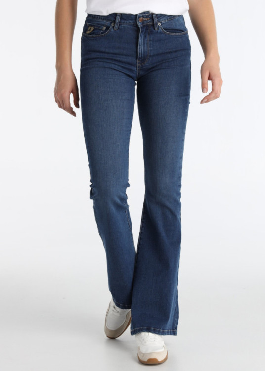 Jeans Flare Push Up Mezcla Tencel Azul