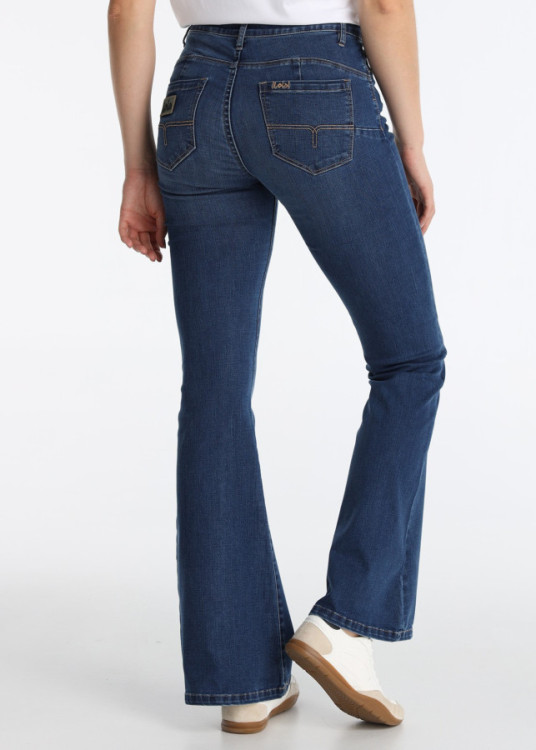 Jeans Flare Push Up Mezcla Tencel Azul