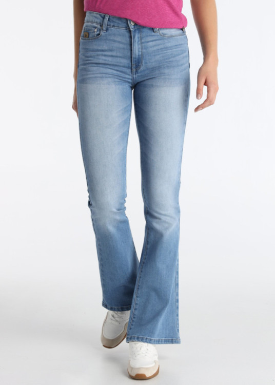 Jeans Flare Push Up Tejido Repreve Azul