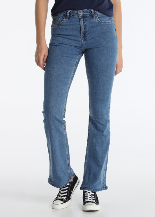 Jeans Boot Cut Acampanados Lavado Double Stone Azul