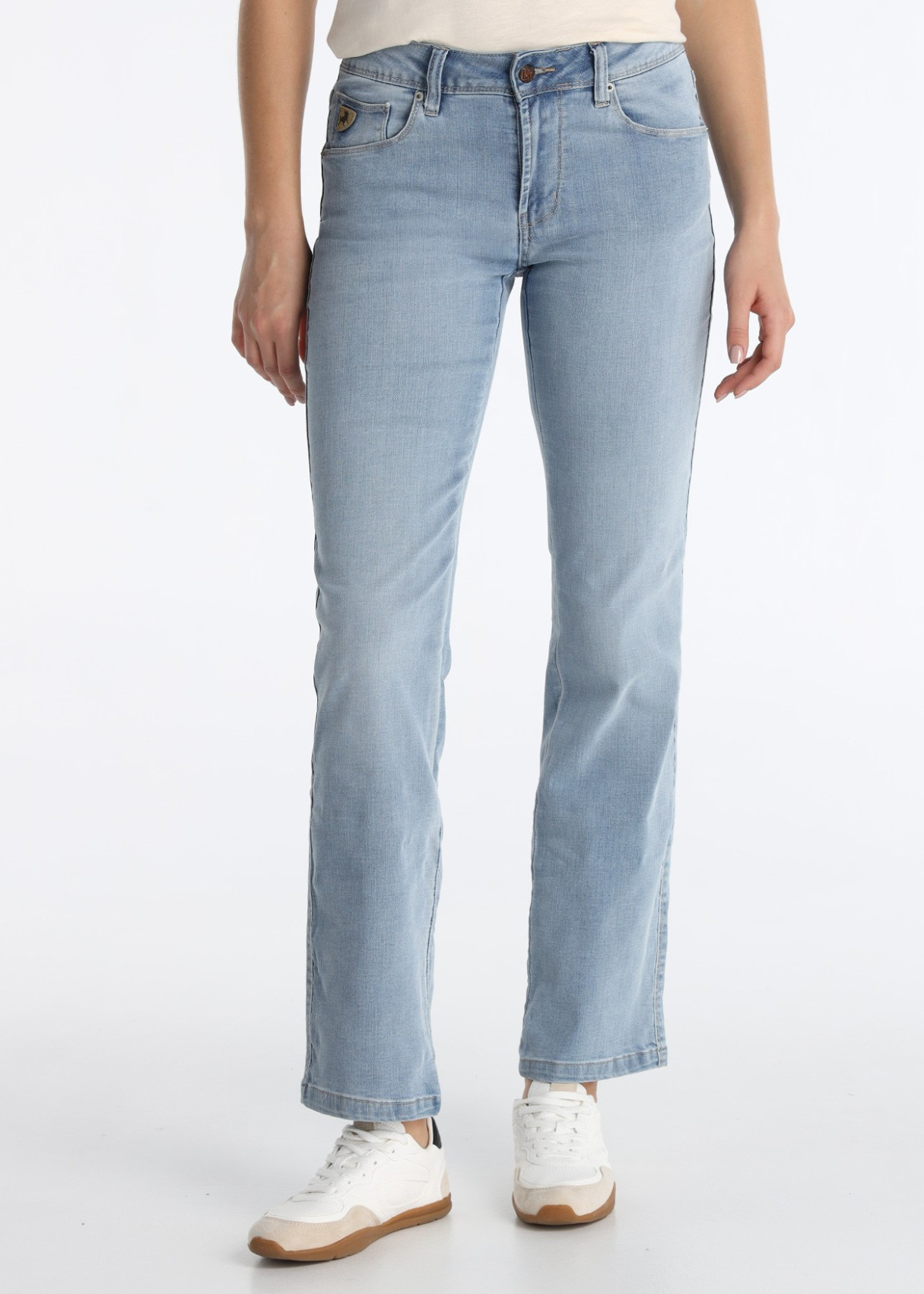 Jeans Straight Mezcla Tencel Algodón Azul