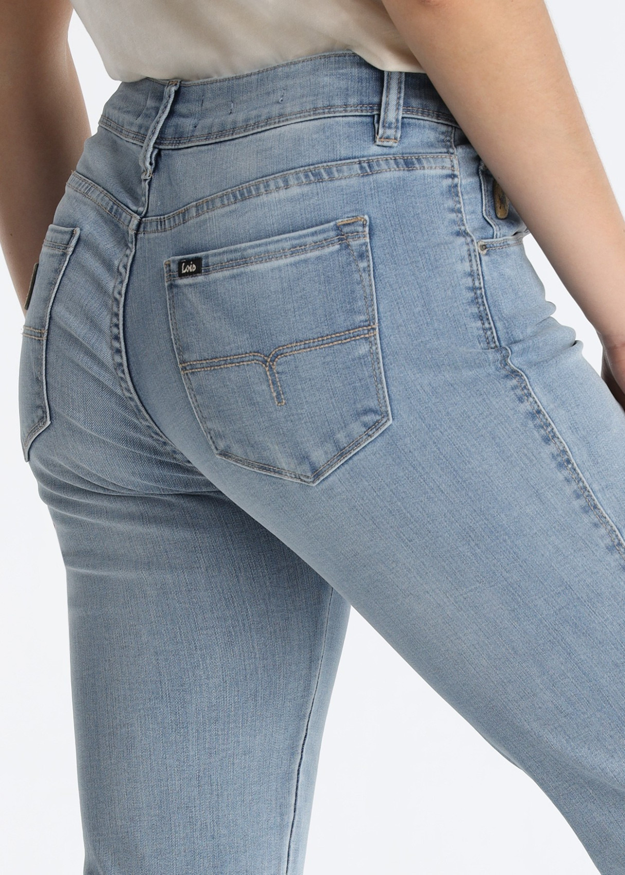 Jeans Straight Mezcla Tencel Algodón Azul