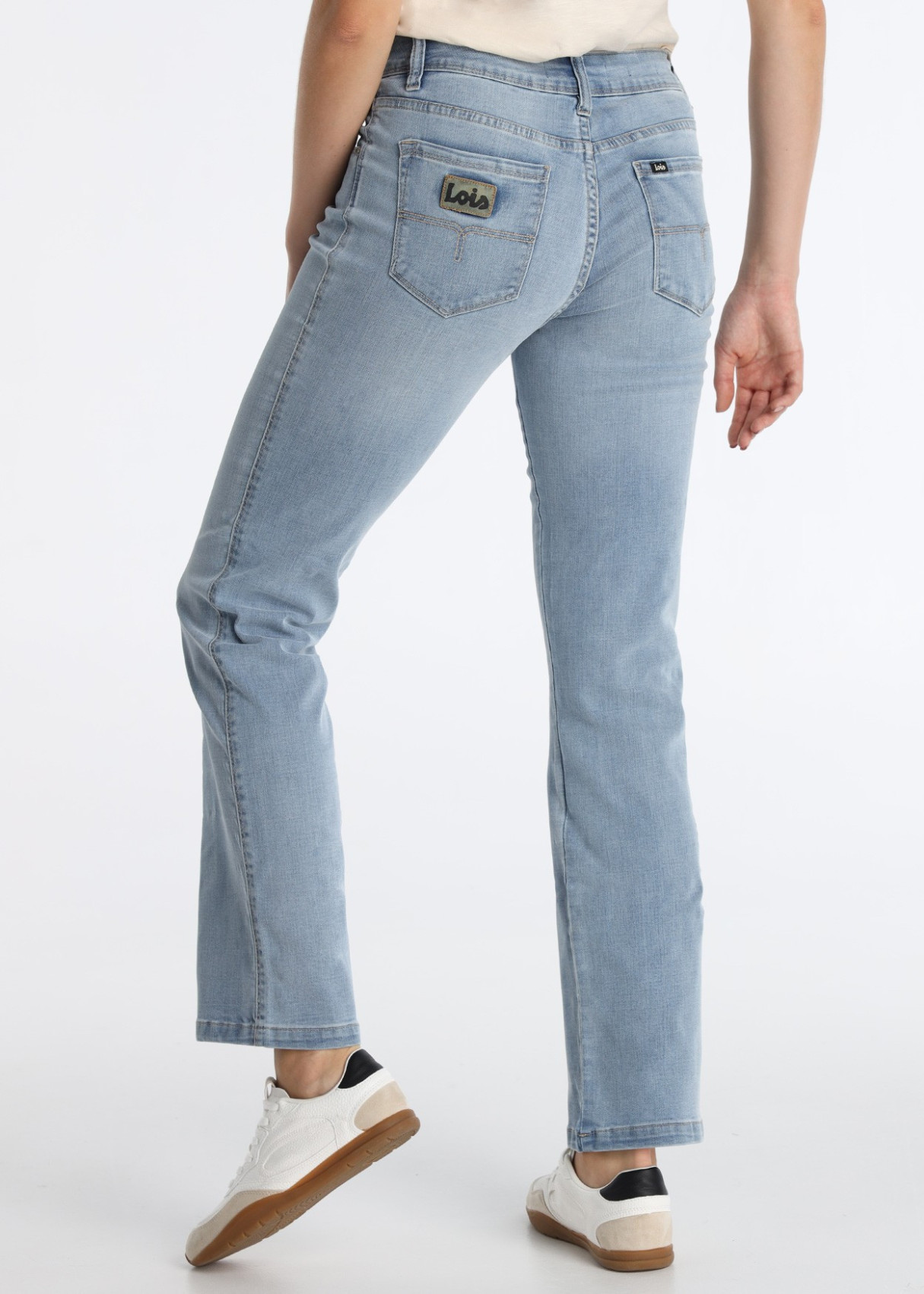 Jeans Straight Mezcla Tencel Algodón Azul