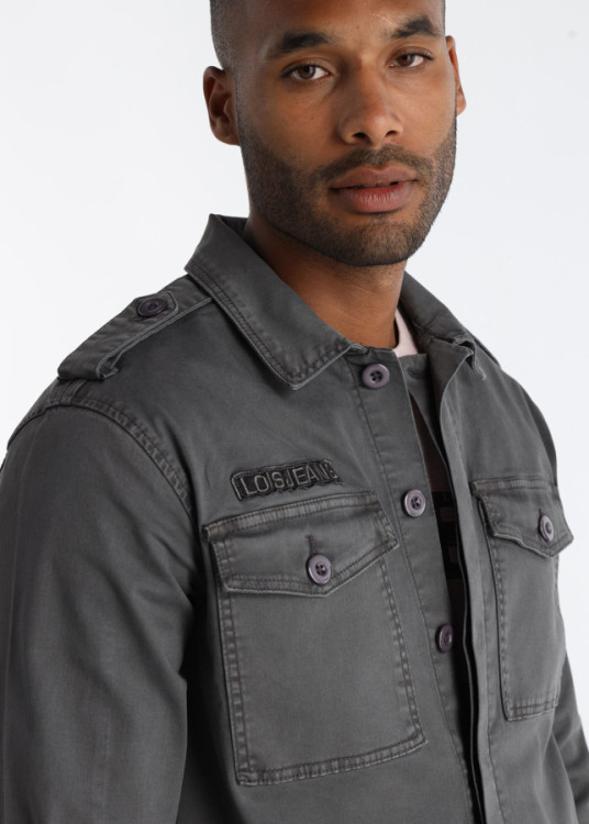 Sobrecamisa Algodón Elástico Parche Gris