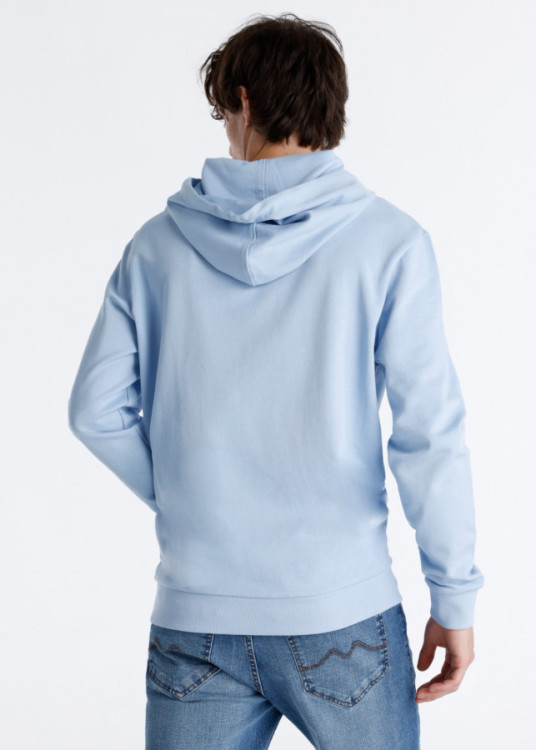 Sudadera Capucha Bordado Pecho Azul