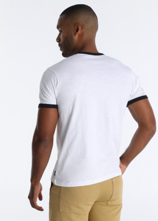 Camiseta Estilo Ringer Con Gráfica Americana Retro Blanca