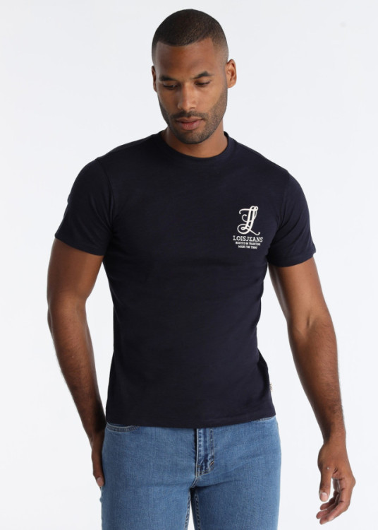 Camiseta Con Bordado Heráldico En Pecho Azul