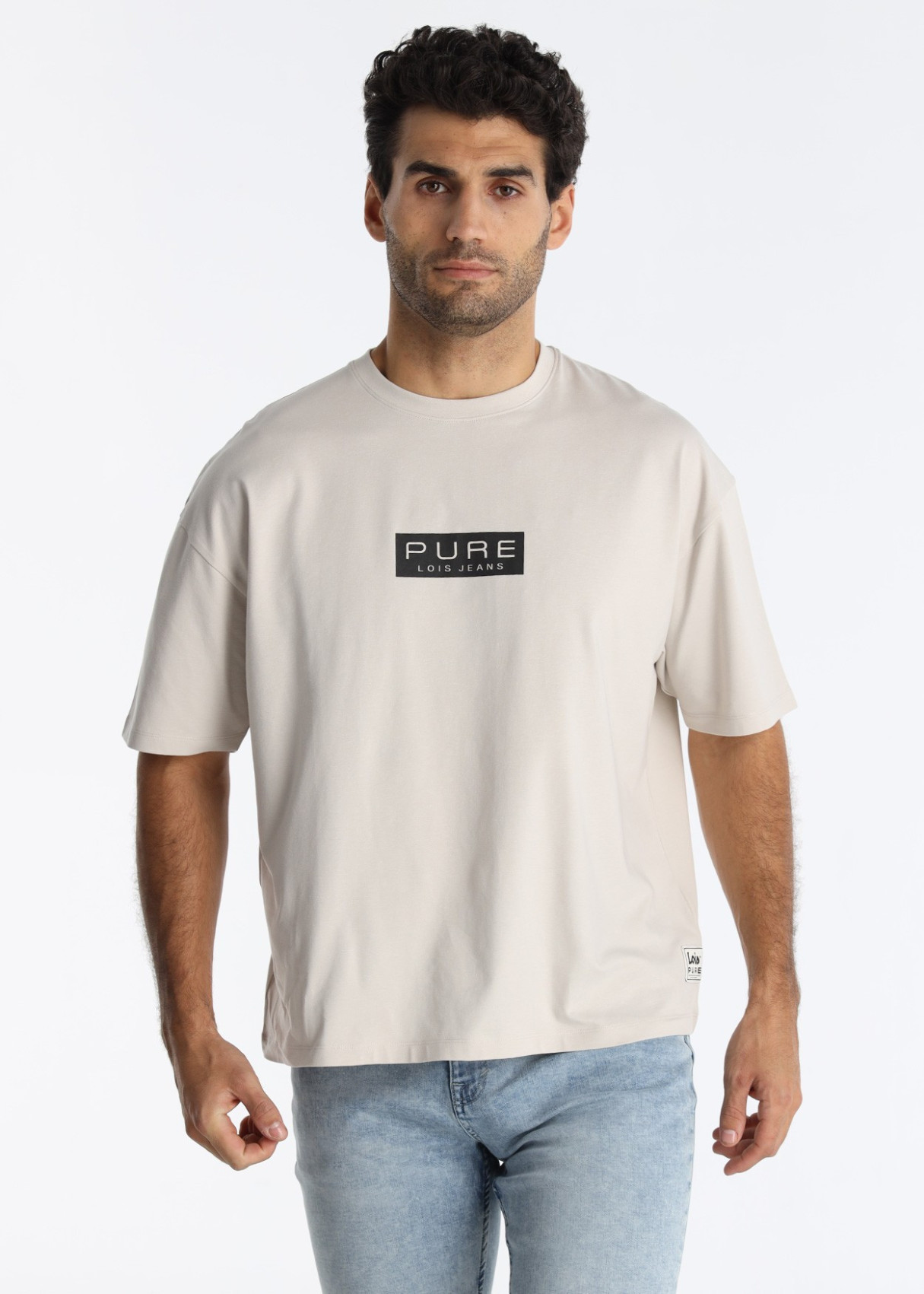 Camiseta Comfort Soft Etiqueta Detallada Bajo Beige